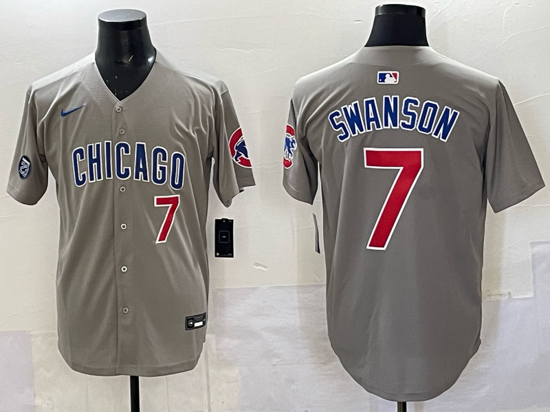 Men Chicago Cubs #7 Swanson grey Nike MLB 2025 jersey 005